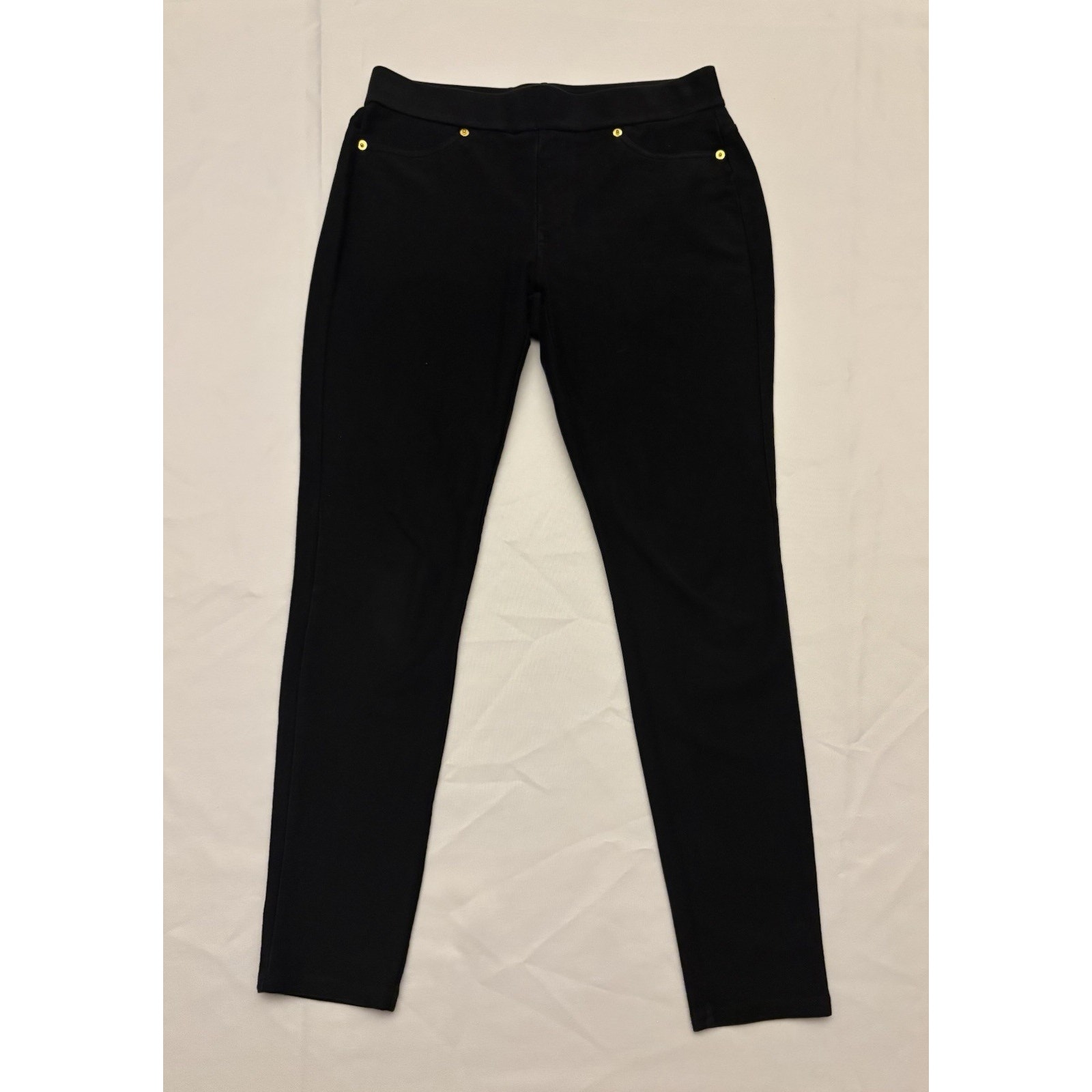 Michael Kors Skinny Pant Black With Gold Accents Size M Elastic Waist
